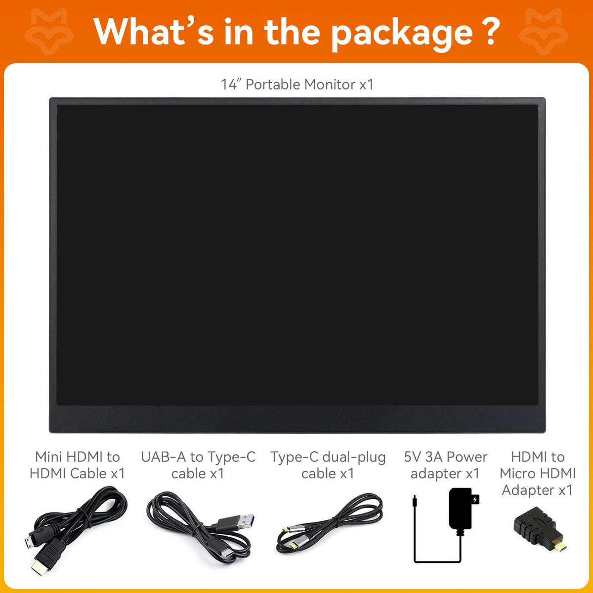 LUCKFOX 14" Portable Monitor with Stand - Plug&Play 1920x1200 WUXGA FHD Ultra Thin/Light USB-C HDMI Second Monitor 178° Viewing Dual-Track HiFi Speaker for Raspberry Pi/Jetson/PC/Game Console/Phone - QUORE