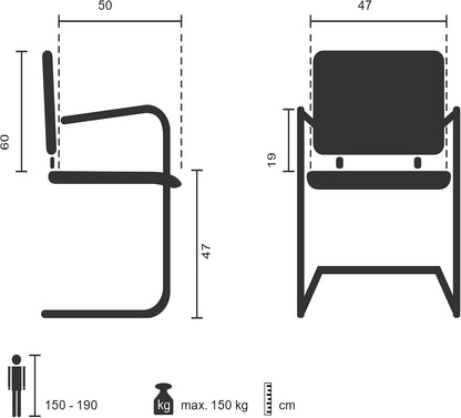 hjh OFFICE 600986 Conferentiestoel Vitoro V kunstleer zwart comfortabele cantilever bezoekersstoel, 107 x 58 x 59 cm
