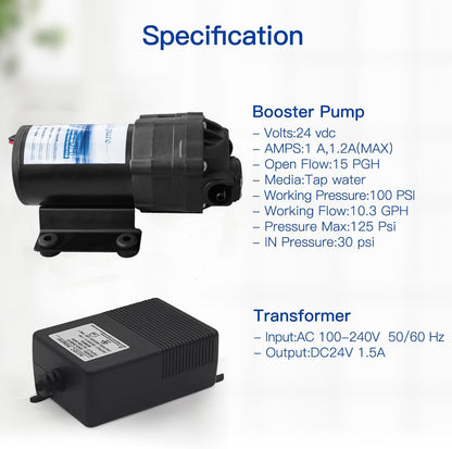 Geekpure 5 Phase Reverse Osmosis RO Drinking Water Filter System With Pump Extra 4 Filters-75GPD - QUORE