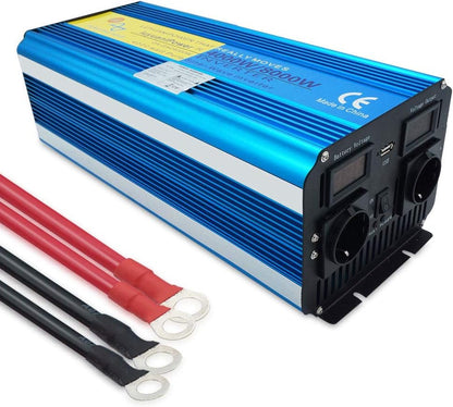 Spanningsomvormer 4000W 12V 230V zuivere sinus omvormer afstandsbediening 2 LED Power Inverter 2 stopcontacten en USB / 8000 W stootkracht