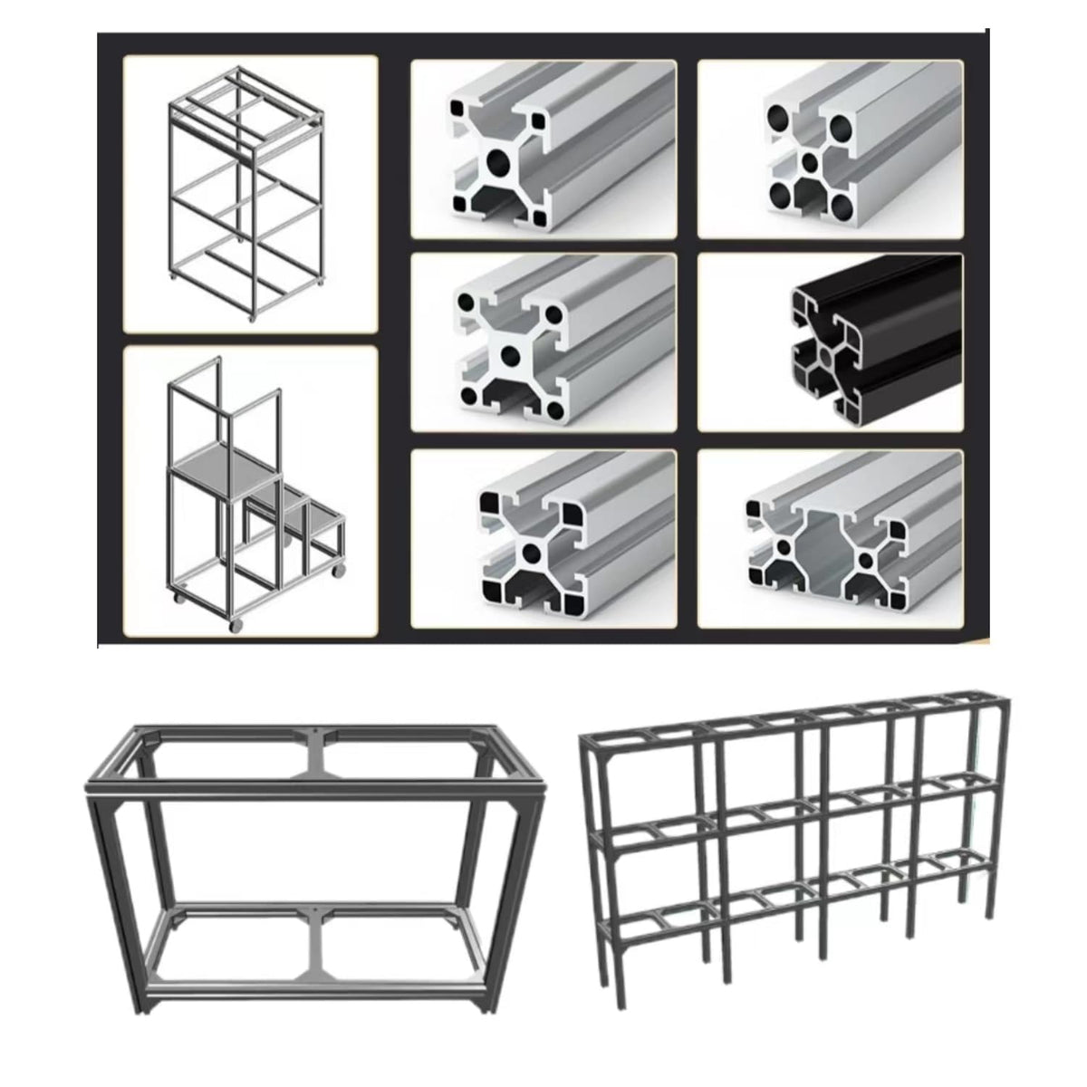 AluProfiel 2040 Alu Profiel 800mm T-Type Zwart Aluminium Profiel 20x40 Europese Standaard Geanodiseerde Lineaire Rail Extrusie 4 Stuks, voor DIY 3D-printer en CNC