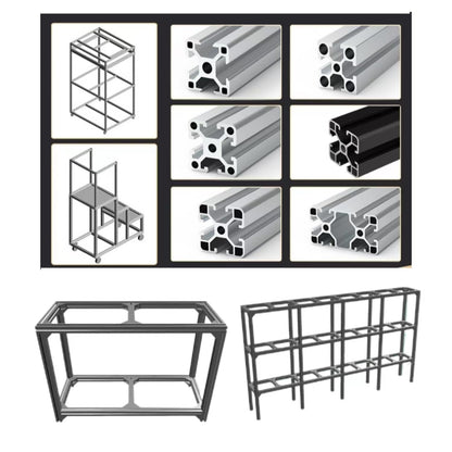 Aluminium Profiel – Alu Profiel – T-Groef Profiel – Extrusie Profiel – Lineaire Rail – 30x30 mm – 600 mm Lengte – Geanodiseerd Zwart – Set Van 4 Stuks