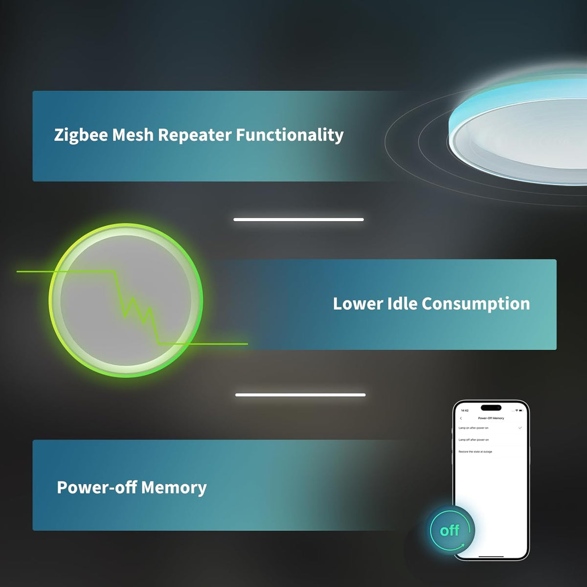 Aqara Ceiling light T1M, requires Zigbee 3.0 HUB, RGB+IC with gradient effects, 40W 3450 lm, 2700-6500 K Tunable white, supports HomeKit, Alexa, Google and IFTTT [Energy Class E], Matter over Bridge - QUORE