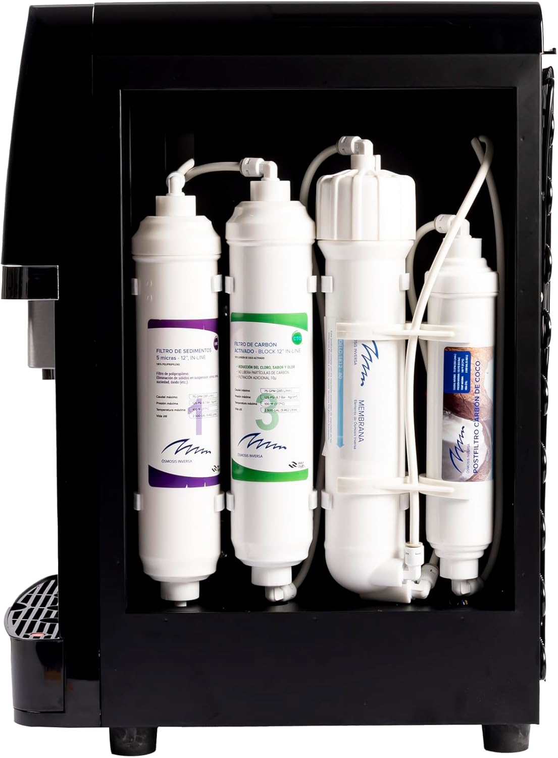 5-Traps Zwarte Waterfontein Met Omgekeerde Osmose – Waterdispenser – Waterkoeler – Drinkwaterfontein – Osmose Waterfontein – Koud En Natuurlijk Of Koud En Warm Water – Compact Mini Formaat