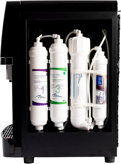 5-Traps Zwarte Waterfontein Met Omgekeerde Osmose – Waterdispenser – Waterkoeler – Drinkwaterfontein – Osmose Waterfontein – Koud En Natuurlijk Of Koud En Warm Water – Compact Mini Formaat