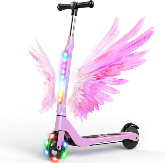 SISIGAD Elektrische step voor kinderen, 6-8-10 jaar, elektrische step voor kinderen, 5,3 inch met kleurrijk ledlicht en 3 verstelbare hoogtes, elektrische step voor kinderen, maximale belasting 70 kg,