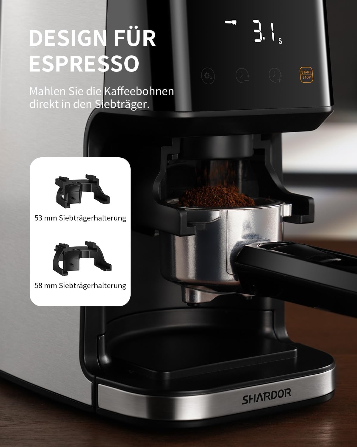 Elektrische Koffiemolen – Koffiemolen – Bonenmaler – Koffiegrinder – Koffiebonenmaler – 51 Maalstanden – Conisch RVS Maalwerk