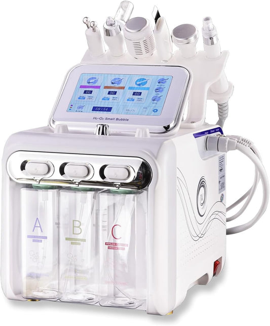 Aquafaciaal apparaat 6-in-1 – Hydrodermabrasie apparaat – Gezichtsmachine – Huidverzorgingsapparaat – Waterstof zuurstof gezichtsbehandeling – 6 opzetstukken – Touchscreen met 10 intensiteitsniveaus en 4 modi