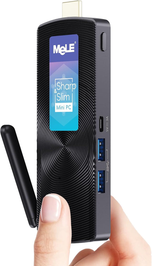 MeLE PCG02 Ventilatorloze Mini PC Stick Windows 11 Home Alder Lake N100 (tot 3,4 GHz) 4GB LPDDR4 128GB ROM Micro Computer Kleine Desktop met Gigabit Ethernet, 4K HDMI