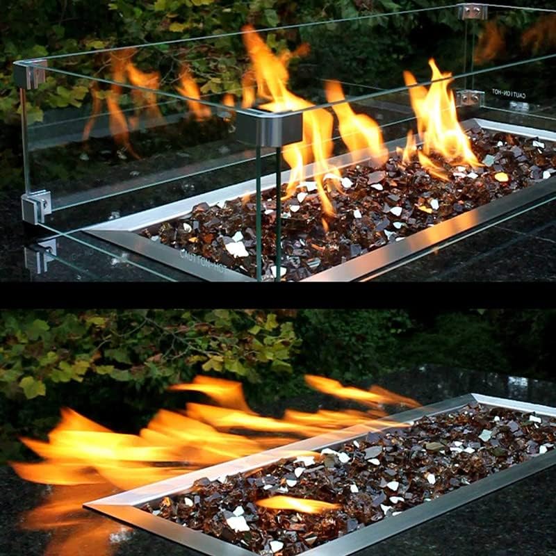 MESIDA 53x53x15 cm Vuurkorf Glas Windscherm, Gehard Glas Vuurplaats Tafelschild, Dik en Stevig, met Stevige Aluminium Hoekbeugel