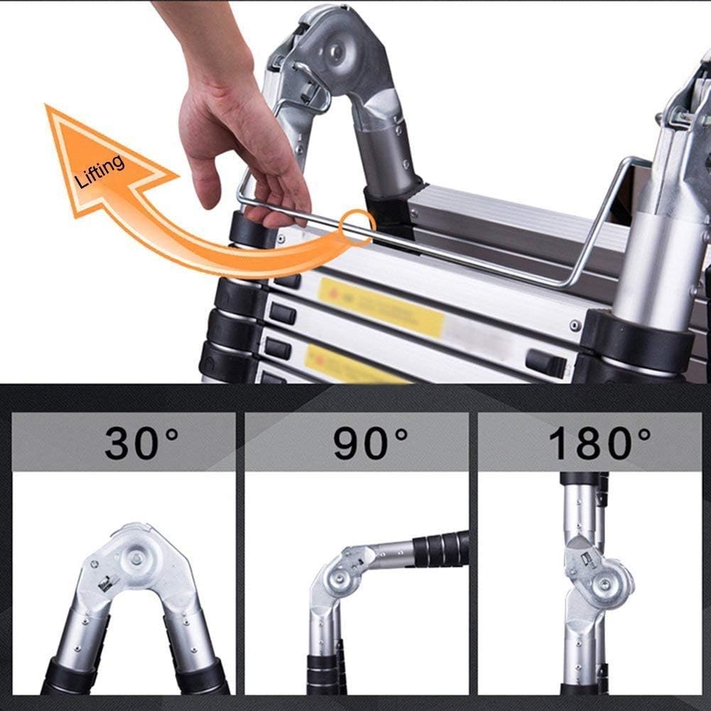 5 m vouwladder, aluminium, 2,5 m + 2,5 m, telescopische ladder, draagbaar, 16 antislip treden, belastbaar tot 150 kg