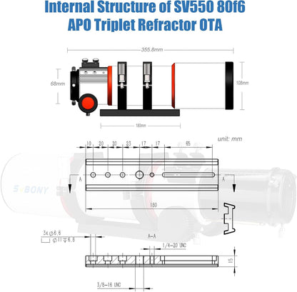 Svbony SV550 APO Refractor Telescoop, 80F6 Apochromatisch Triplet ED OTA, FMC Dubbel Snelheid Focus, voor Diep Sky Fotografie Visueel Astronomie