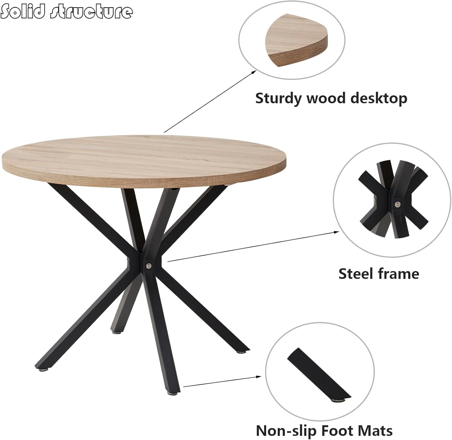 Salontafels - Tafel - Eettafel - Keukentafel - 76,5 cm x 54 cm - 100 diameter - Lichtbruin