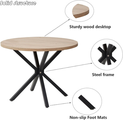 Salontafels - Tafel - Eettafel - Keukentafel - 76,5 cm x 54 cm - 100 diameter - Lichtbruin