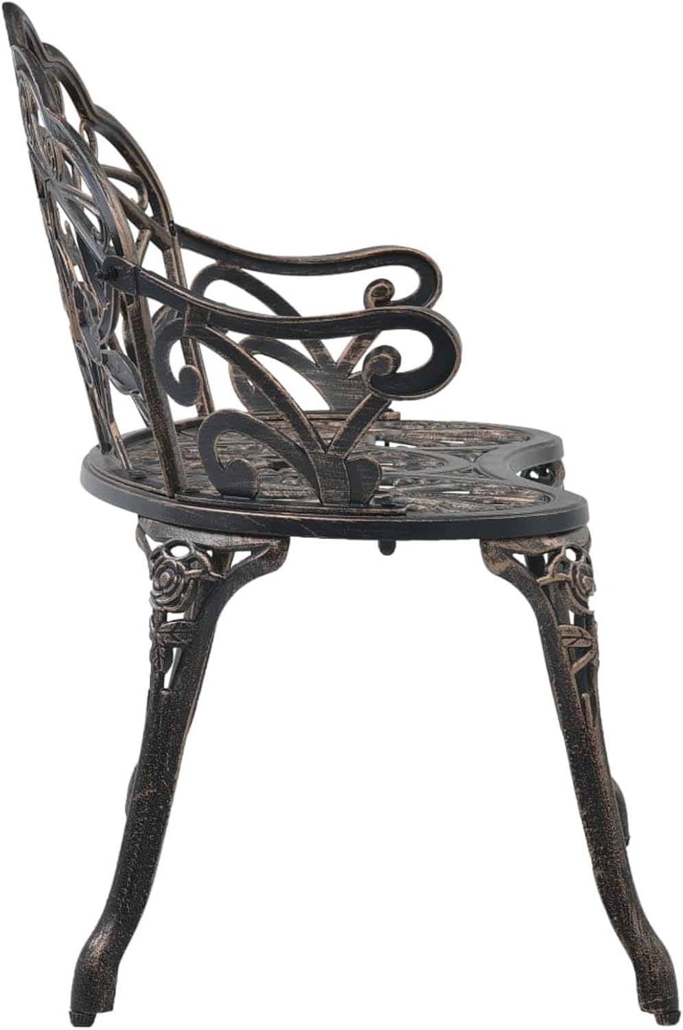 Bistro Bench 100cm Bronze Cast Aluminum Garden Bench, Vintage Style Design Outdoor Furniture Seating Park Patio Seat - QUORE