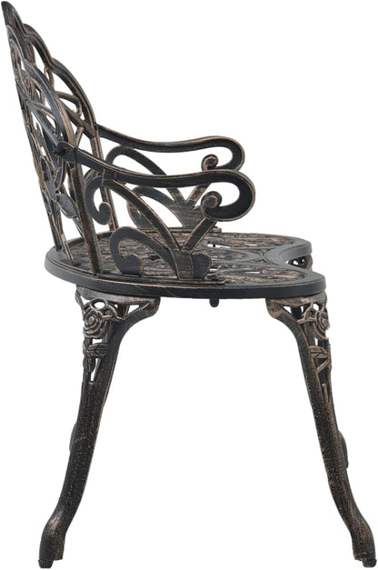 Bistro Bench 100cm Bronze Cast Aluminum Garden Bench, Vintage Style Design Outdoor Furniture Seating Park Patio Seat - QUORE