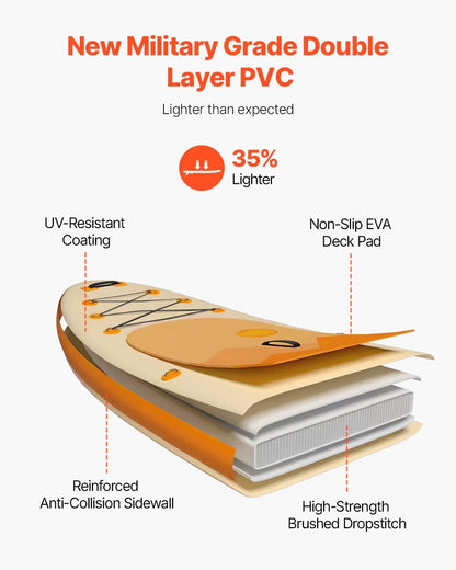 VEVOR Opblaasbaar paddle, 304,8 cm, ultralicht stand-up-paddleboard, met pompaccessoires, peddel, spoiler, rugzak, enkelriem, riem, antislipbrug voor jongeren en volwassenen