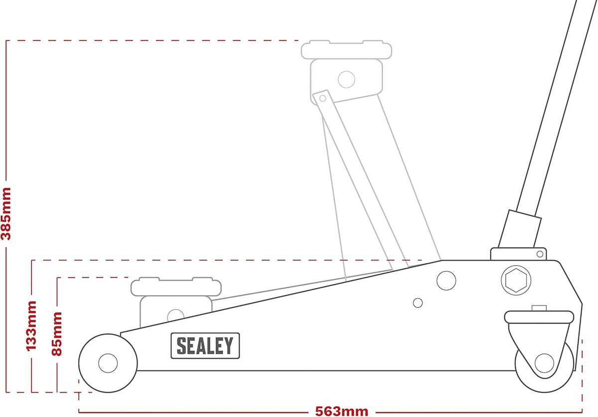 Sealey 2 Ton Trolley Jack, Car Jack, Laag Profiel Kort Chassis - Oranje - 1020LEO