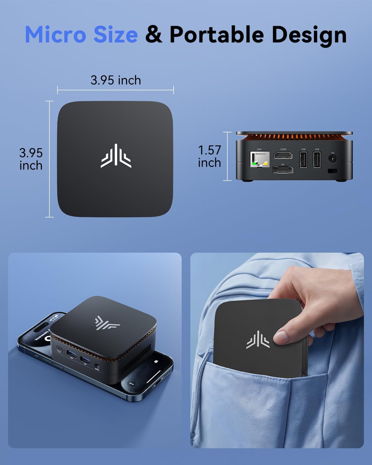 NiPoGi E1 Mini PC Ιntel Alder Lake Ν95 (tot 3,4 GHz) 16GB DDR4 512GB SSD, Mini Computer 2,5-inch SSD-uitbreiding/Gigabit Ethernet/2,4+5G WiFi/BT4.2/4K@60Hz UHD Dual Display Mini-PC voor Kantoor