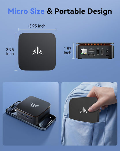 NiPoGi E1 Mini PC Ιntel Alder Lake Ν95 (tot 3,4 GHz) 16GB DDR4 512GB SSD, Mini Computer 2,5-inch SSD-uitbreiding/Gigabit Ethernet/2,4+5G WiFi/BT4.2/4K@60Hz UHD Dual Display Mini-PC voor Kantoor