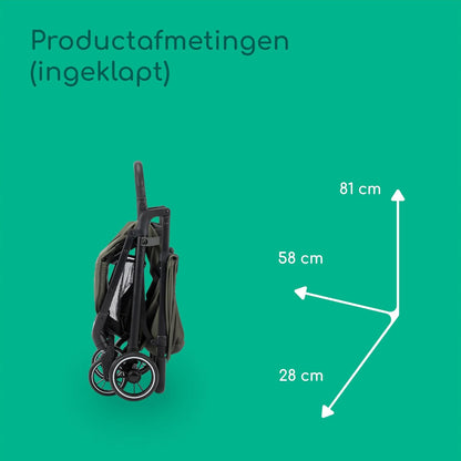 Bebeconfort Azur, Compacte Kinderwagen, 0-3 jaar (15 kg), Lichtgewicht Kinderwagen, Automatisch Inklappen met één Hand, Naadloos Verstelbaar Naar Vlakke Ligstand, Grote Mand, Mineral Green