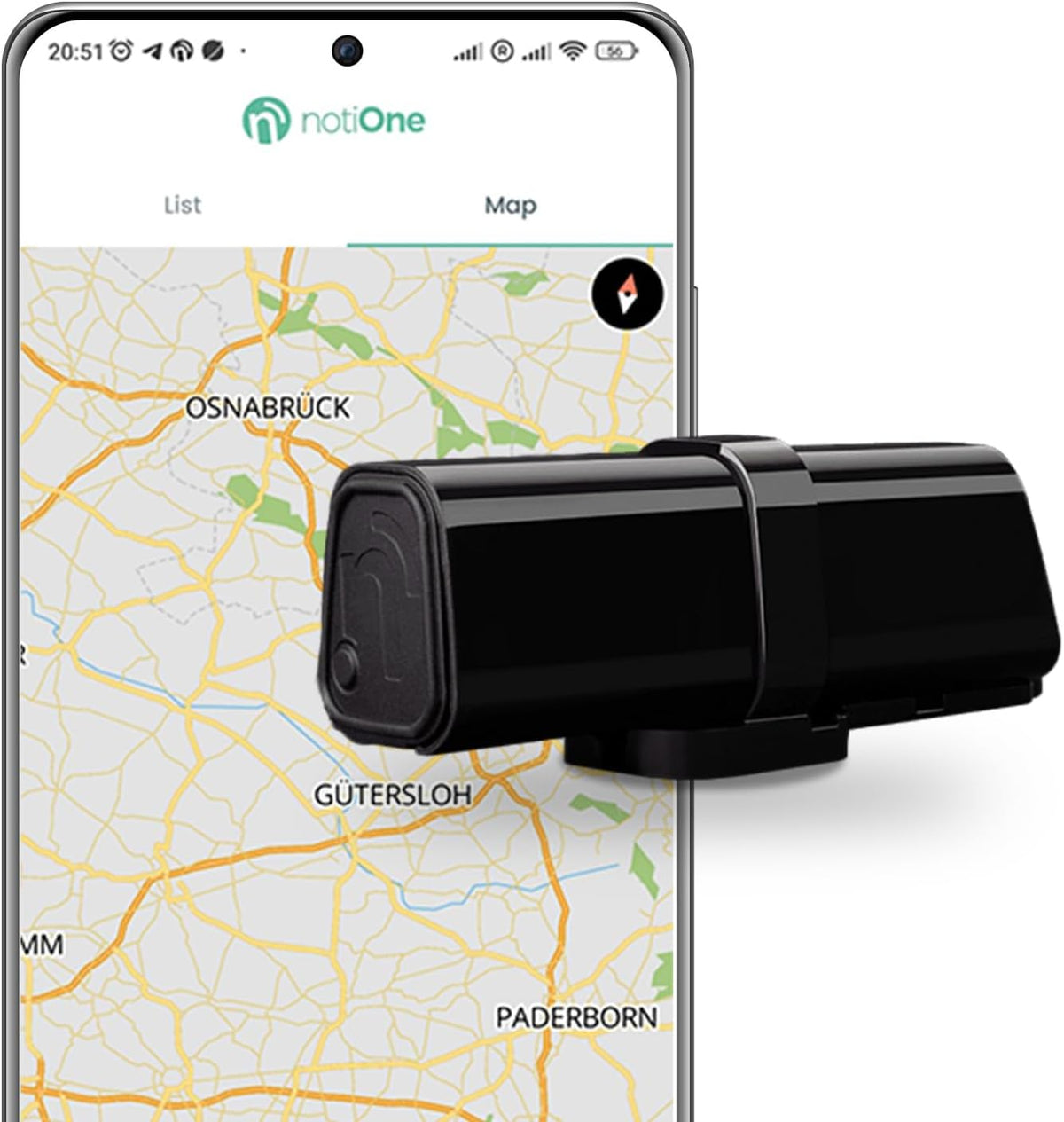 Tracker GPS basic notiOne® | Mini GPS Tracker voor voertuigen, motorfietsen, fietsen | Lokalizator zonder abonnement | Lange levensduur van de batterij | Gemaakt in Europa