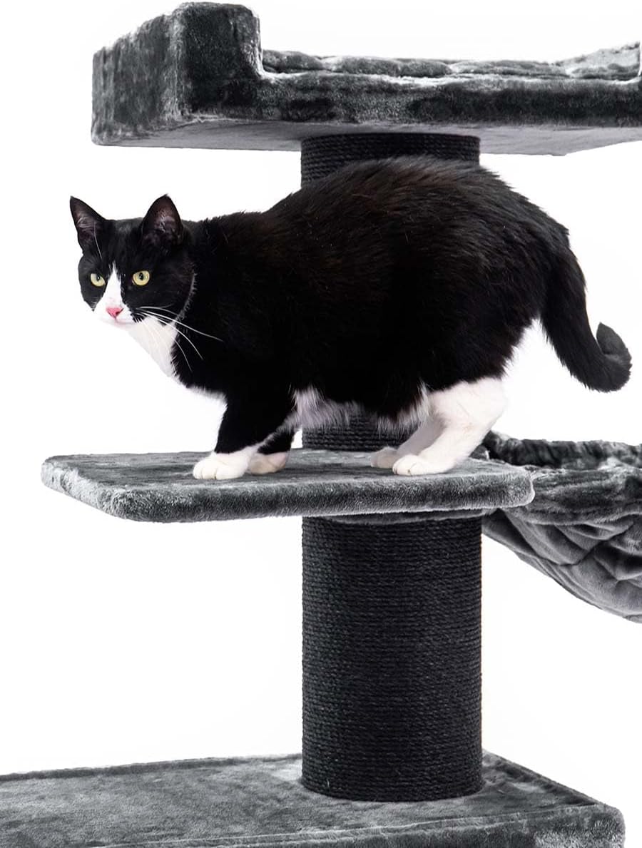 Kattenkrabpaal – Krabpaal Kat – Klimpaal Kat – Kattenboom – Krabmeubel – Zwart – 179 cm Hoog – Extra Stabiele Basis