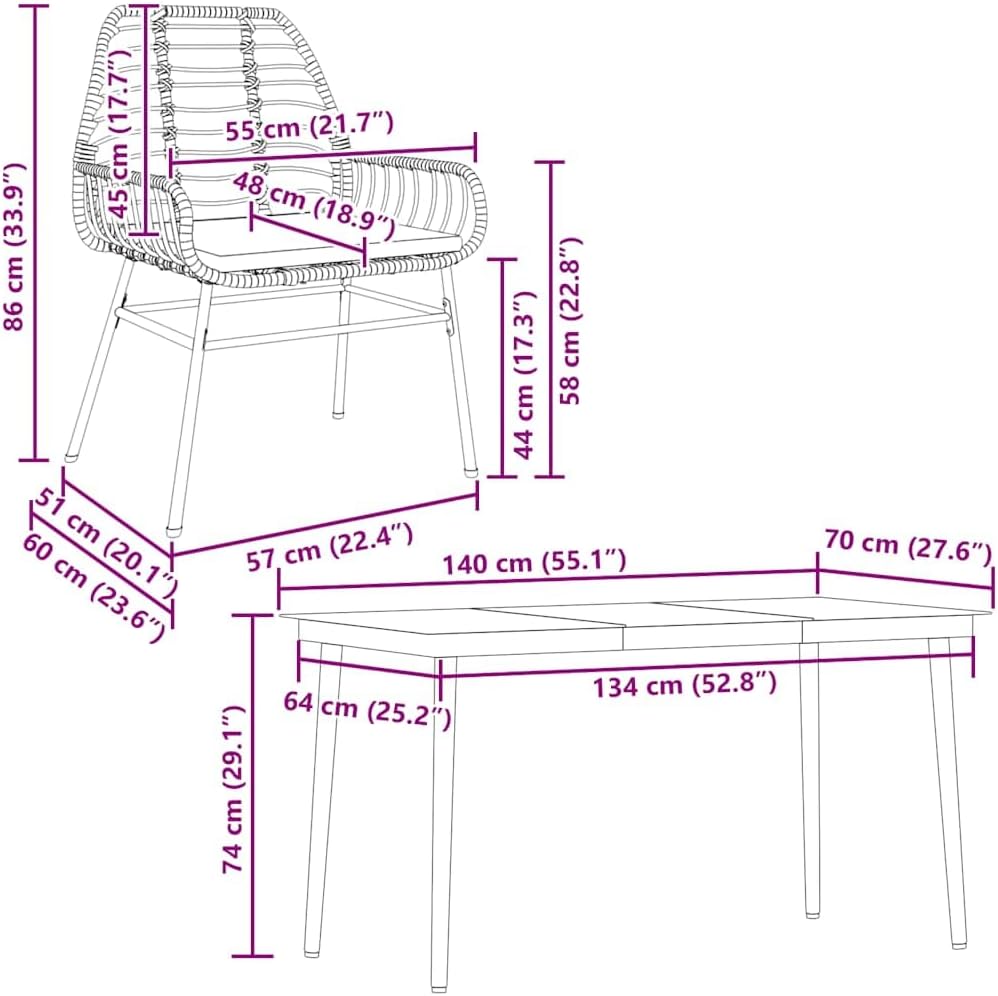 vidaXL 5 Piece Garden Set with Cushions Poly Rattan Glass Black,Outdoor Dining Set,Garden Dining Furniture,Garden Dining Table and Chairs,Patio Dining Set - QUORE