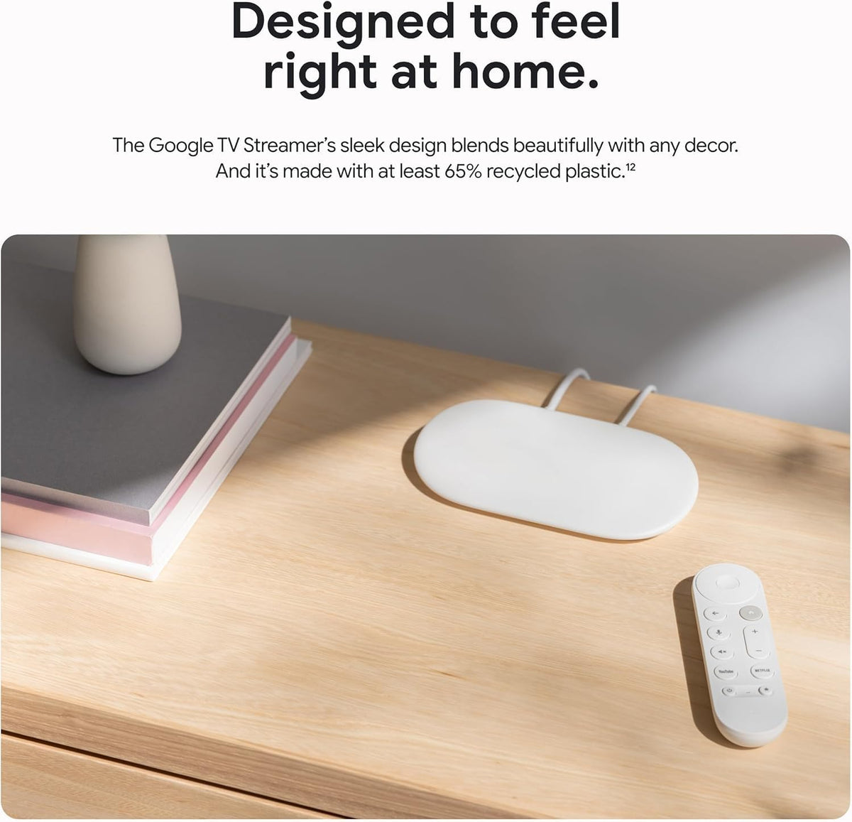 Google TV Streamer 4K – ontspannen entertainment door snelle streaming en afstandsbediening met spraakzoeken – films, series, live-uitzendingen en Netflix in 4K HDR – 32 GB opslagruimte – Porselein