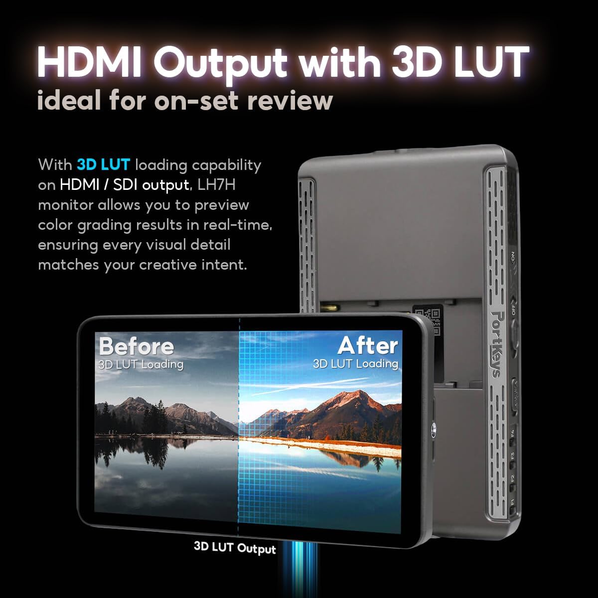 Portkeys LH7H Camera Veldmonitor 7 Inch 1000 Nit Touchscreen 3D LUT Golfvorm Vector Bereik 4K 1920x1080 Field Monitor op Camera met metalen hardware voor DSLR