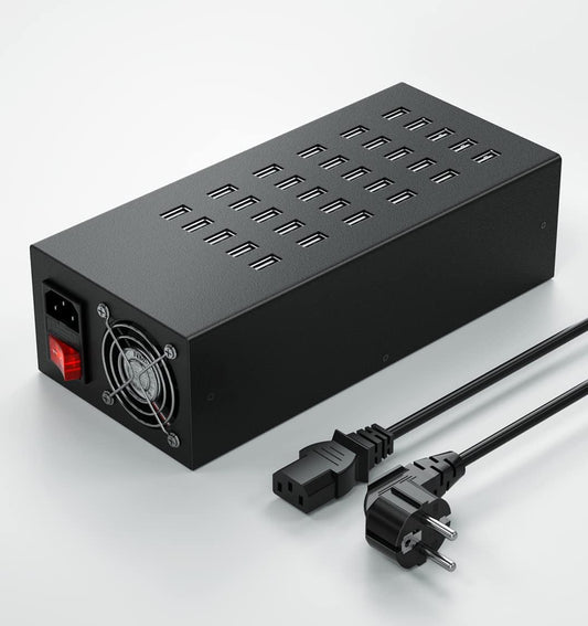 Laadstation voor meerdere apparaten, 30-poorts 300W/60A USB-laadstation, 30-in-1 USB-oplaadhub, meerdere USB-laadstations voor iPhone, iPad, Samsung, tablets en andere elektronica
