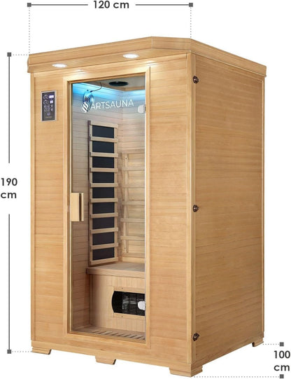 Artsauna Oslo Infrared Cabin with Triplex Heating System for 2 People Hemlock Wood 120 x 100 cm Infrared Sauna Infrared Heat Cabin Sauna - QUORE