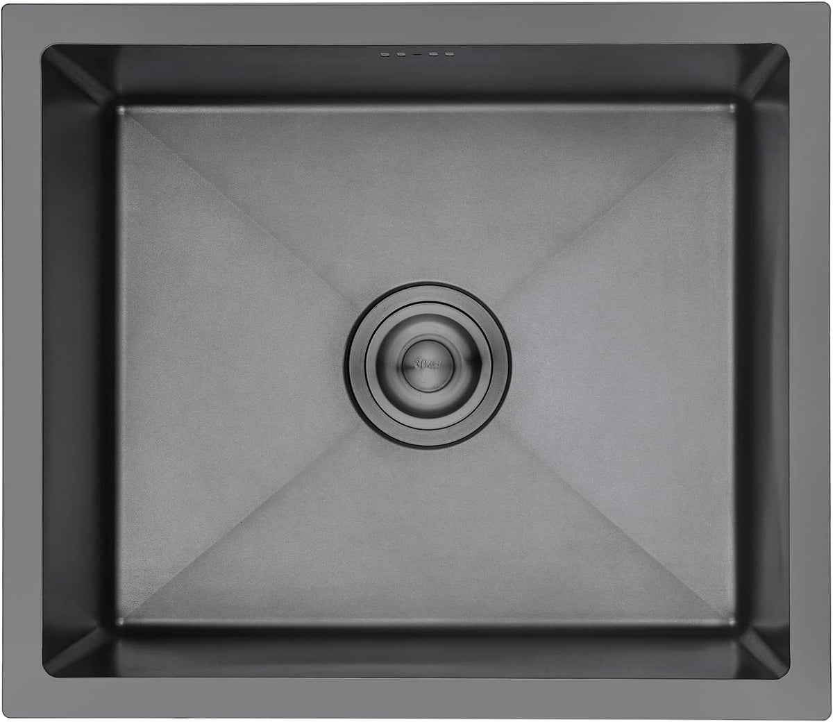 Ibergrif M85043B Spoelbak Keuken, Spoelbak met Afvoerfilter, Spoelbak Roestvrij Staal (50 x 43 cm), Zwart