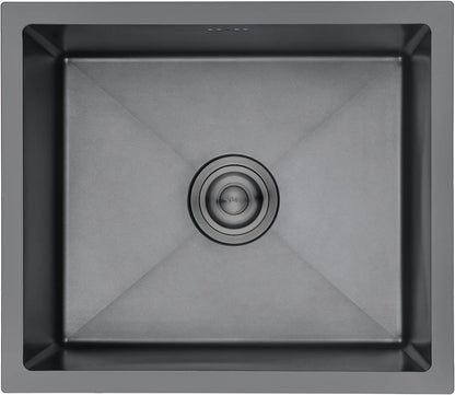 Ibergrif M85043B Spoelbak Keuken, Spoelbak met Afvoerfilter, Spoelbak Roestvrij Staal (50 x 43 cm), Zwart