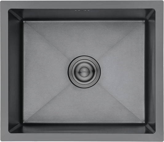 Ibergrif M85043B Spoelbak Keuken, Spoelbak met Afvoerfilter, Spoelbak Roestvrij Staal (50 x 43 cm), Zwart