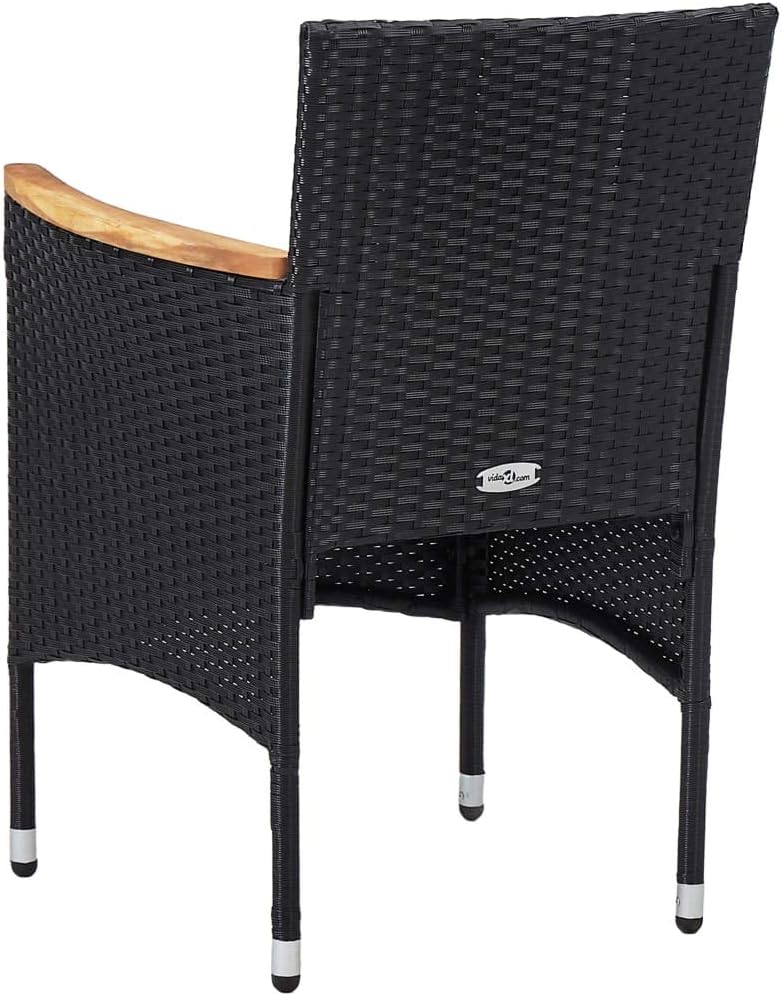 Tuinstoelen – Buitenstoelen – Tuinmeubilair – Balkonstoelen – Poly Rattan Stoelen – Weerbestendig – Met Acaciahouten Armleuningen