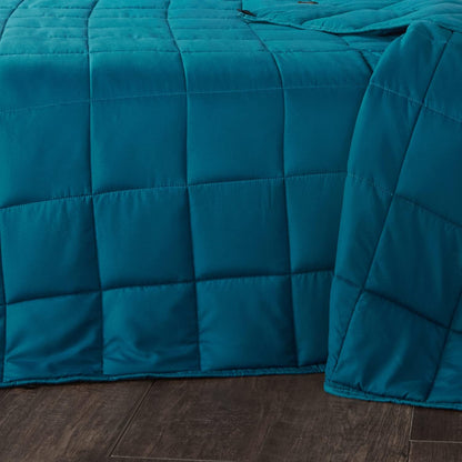 Gewogen deken met vervangbare hoes, glaskralen vullen gewogen deken voor volwassenen, angst zware deken (blauwgroen, 150* 200cm, 6,8 kg)