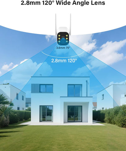 Jennov 5MP Bewakingscamera Set, 10CH 5MP WLAN NVR met 4x WiFi Buitencamera met 120° Groothoek, 24/7-opname, Persoonsdetectie, 2-Wege-Audio, Kleuren-nachtzicht, 1TB