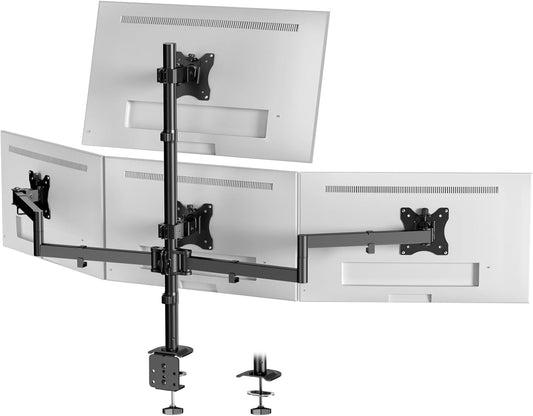 Monitorhouder voor 4-monitoren 17 inch - 27 inch - monitor tafelhouder voor led-lcd-schermen, in hoogte verstelbare monitorhouder boven elkaar monitorhouder, 10 kg per arm, VESA 75/100, zwart