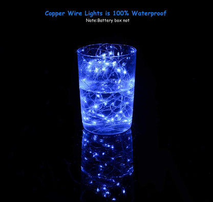 Cwylod - Led koperdraad Lichtsnoer - Waterdicht - LED Lichtsnoer - Werkt op Batterijen - DIY Bruiloft Feest Kerstdecoratie - 3V - 5m - Blauw - QUORE