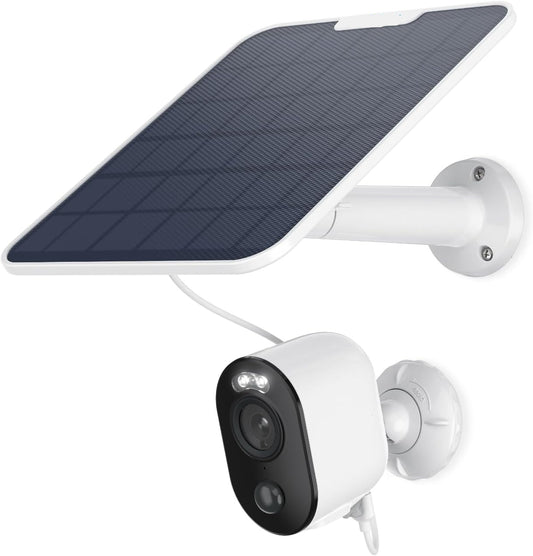 Beveiligingscamera - Zonne-energiecamera - Camerabewaking - Draadloos - voor Buiten - 8MP - Detectie van Mens - Voertuig - Huisdier - PIR-Bewegingssensor - Kleuren Nachtzicht - Wit