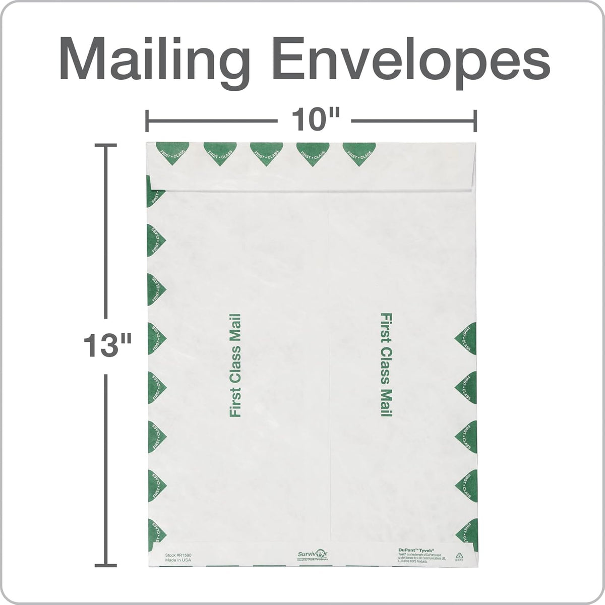 Survivor R1590 Tyvek USPS First Class Mailer, 10 x 13, wit (doos van 100)