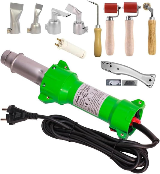 Professioneel 1600 W kunststof lasapparaat, soldeerwerk, kunststof lasapparaat, heteluchtpistool, PE laspistool, led-verlichting, met platte lassproeiers, rol