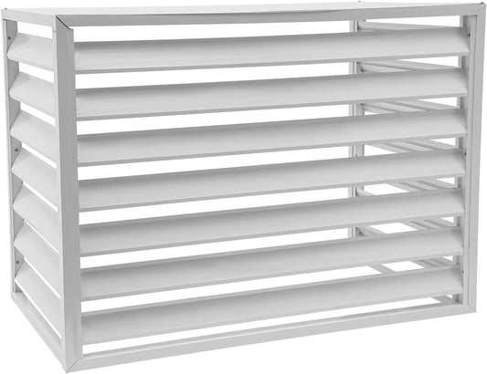 Air Conditioning Cover, Aluminium, Weatherproof, AC Outdoor Unit, Cover with Ventilation Slats, Freestanding Protection Fence for Garden, Balcony and Patio, 110 x 60 x 80 cm (White) - QUORE