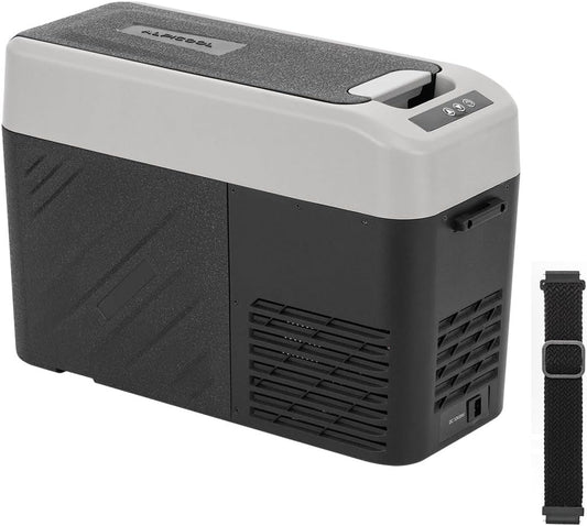 Alpicool KCF15 Koelbox, 15 liter, draagbaar, voor auto, vrachtwagen, compacte campingkoelkast, 12/24 V DC koelbox voor reizen, levensmiddelen en dranken, licht design