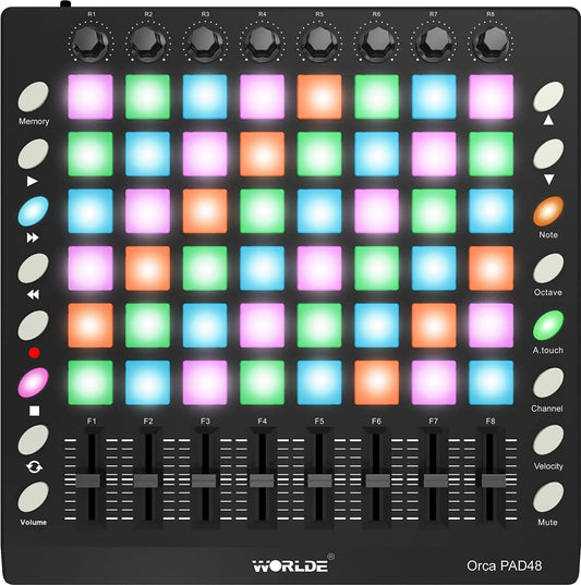 MIDI controller pad – MIDI-controller – USB MIDI-controller – MIDI pad – DJ controller – 16 programmeerbare knoppen – 8 programmeerbare schuifregelaars en draaiknoppen