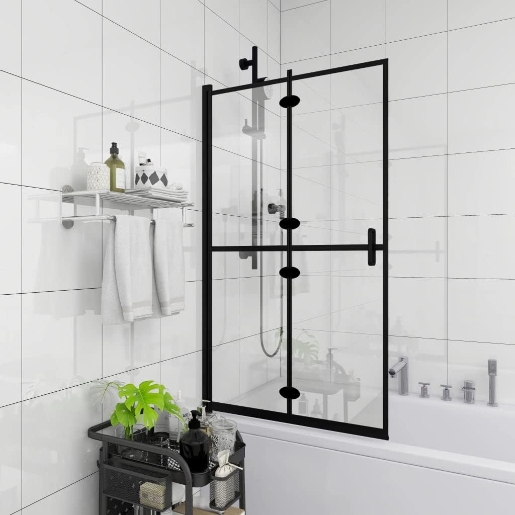 vidaXL Douchewand inklapbaar 80x140 cm ESG zwart