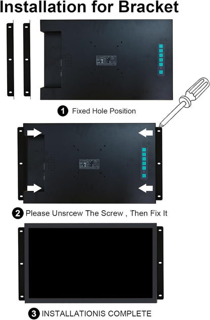 VSDISPLAY 18,5 inch industrieel TFT-LCD-touchscreen, 1920 x 1080, H/D-video-aansluiting, VGA DVI, metalen behuizing met standaard.