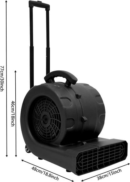 Vloerblazer – Droger – Ventilator – Blazer – Luchtverplaatser – 750W Turbo Motor – 3 Snelheden & Verstelbare Blaashoek