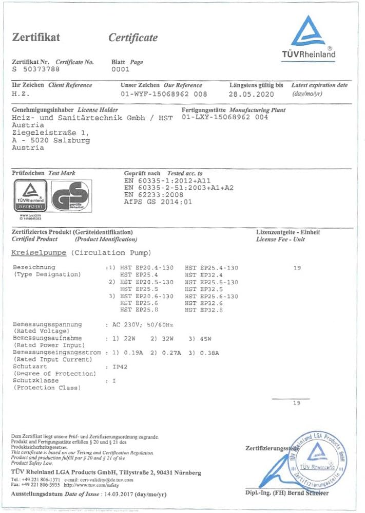 HST | Zeer efficiënte verwarmingspomp | circulatiepomp | HST EP 25-60/180 mm | 6 meter opvoerhoogte